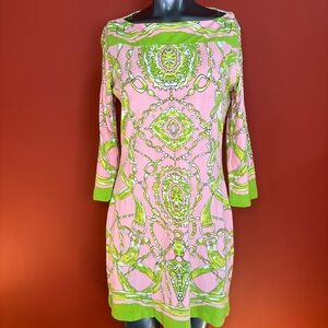 Barbara Gerwit Boatneck Pink & Green Dress